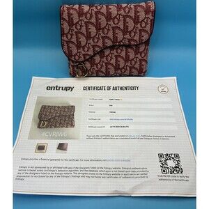 Dior Burgundy Diorissimo Canvas Saddle Wallet Organizer Tri-Fold Entrupy COA